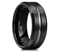 King Will - Bague en carbure de tungstène noire pour homme et femme, largeur 8 mm, avec rainure centrale, finition mate, ajustement confortable pour le travail et la vie quotidienne 63.5 (20.2)