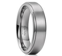 King Will Bague en Titane Argentée 6 mm pour Hommes - Alliance de Mariage Fini Brossé, Bords Biseautés, Confort Ajusté 62.2 (19.8)