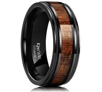 King Will Bague en titane naturel de 7 mm avec incrustation en bois de koa pour homme et femme, U 1/2(63.36mm), Titane, Aucune pierre précieuse