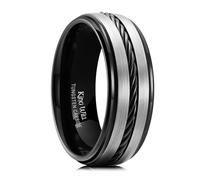 King Will Bague en tungstène argenté 8 mm, Alliance pour homme, Alliance classique à bord biseauté pour hommes et femmes, Coupe confort et durable, Taille 59.4 (18.9)