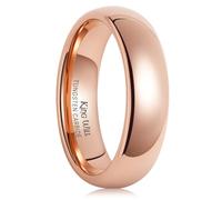 King Will Bague Homme 6mm Tungstène Plaqué Or Rosé - Anneau Bombé Poli Brillant, Confortable pour Mariage 56.9 (18.1)