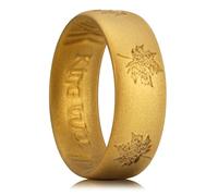 King Will Bague Homme en Silicone Brun Doré, Anneau en Caoutchouc avec Motif Feuille d’Érable, Largeur 6,6 mm, Épaisseur 1,8 mm, Ajustement Confortable 69.7 (22.2)