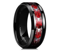King Will Bague pour homme en carbure de tungstène de 8 mm avec incrustation noire et motif araignée, surface polie, alliance pour le quotidien, coupe confortable 67,2 (21,4)