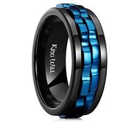 King Will Bague pour hommes avec design de rouage noir, en acier inoxydable, 2 rouages, Bague fidget pour la gestion du stress, taille de mariage cool