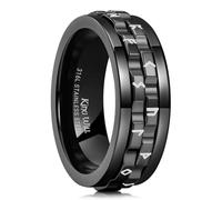 King Will Bague pour hommes avec design de rouage noir, en acier inoxydable, 2 rouages, Bague fidget pour la gestion du stress, taille de mariage cool