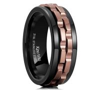 King Will Bague pour hommes avec design de rouage noir, en acier inoxydable, 2 rouages, Bague fidget pour la gestion du stress, taille de mariage cool