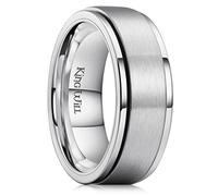 King Will Bague rotative en acier inoxydable de 8 mm pour homme et femme,Pour soulager le stress et l'anxiété,Unisexe,Surface brossée confortable,9, Acier inoxydable, Aucune pierre précieuse