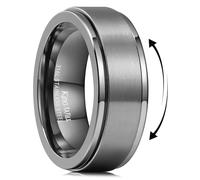 King Will Bague Spinner en acier inoxydable 316L pour homme et femme - 8 mm, Gunmetal, gris mat, surface brossée, anneau anti-stress, coupe confortable, 56,9 (18,1)
