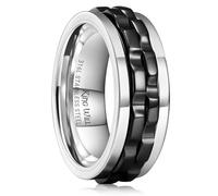 King Will Bague spinner pour homme en acier inoxydable avec 2 roues dentées - Anti-stress - Taille de mariage cool, 59.4 (18.9), Acier inoxydable, Aucune pierre précieuse