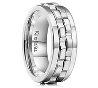 King Will Bague spinner pour hommes avec design de rouage argenté, en acier inoxydable, 2 rouages, bague fidget brillante pour la gestion du stress, bague de mariage 62.2 (19.8)