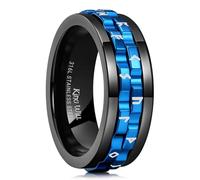 King Will Bagues Noires pour Hommes avec Spinner en Acier Inoxydable - Deux Bagues Fidget Noires - Bague Anti-Anxiété pour Hommes et Femmes - Jouet Anti-Stress - Bague de Mariage Cool, R 1/2(59.53mm