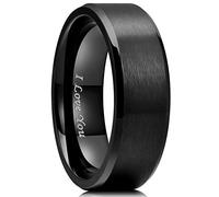 King Will BASIC Bague en acier inoxydable plaqué noir mat avec bord biseauté poli gravé au laser I Love You 8 mm, (69.74mm), Acier inoxydable, Aucune pierre précieuse