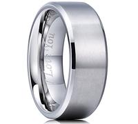 King Will BASIC Bague en acier inoxydable plaqué noir mat avec bord biseauté poli gravé au laser I Love You 8 mm, W 1/2(65.91mm), Acier inoxydable, Aucune pierre précieuse