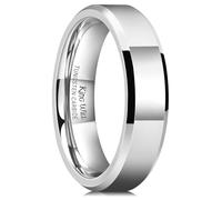 King Will BASIC Bague en carbure de tungstène pour homme avec bord biseauté poli Finition brossée mate 8 mm, T 1/2(62.08mm), Tungstène, Aucune pierre précieuse