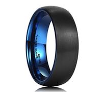 King Will DUO Bague de mariage en carbure de tungstène Bleu et noir 7 mm, Z(68.47mm), Tungstène, Aucune pierre précieuse