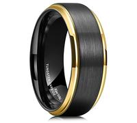 King Will Duo Unisexe 8 mm Or/Noir/Rose Gold Plated Tungsten Carbide Ring Wedding Band, U 1/2(63.36mm), Tungstène, Aucune pierre précieuse