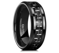 King Will GENTLEMAN Bague de mariage pour homme en carbure de tungstène noir avec incrustation en fibre de carbone de 8 mm - Coupe confortable, T 1/2(62.08mm), Carbure de tungstène, Aucune pierre
