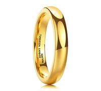 King Will GLORY Bague Homme 4mm Tungstène Plaqué Or - Anneau Bombé Poli Brillant, Confortable pour Mariage 62.2 (19.8)