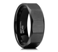 King Will Hammer Alliance en carbure de tungstène noir martelé brossé pour homme Coupe confortable 8 mm, 56.9 (18.1), Carbure de tungstène