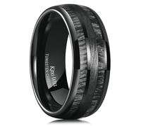 King Will Nature 8 mm Alliance pour homme avec incrustation de bois vert, carbure de tungstène noir, bombée, Taille, 67.2 (21.4), Métal non précieux, Pas de pierre précieuse