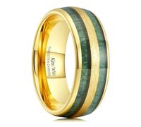 King Will Nature 8 mm Alliance pour homme avec incrustation de bois vert, carbure de tungstène noir, bombée, Taille, 59.4 (18.9), Métal non précieux, Pas de pierre précieuse