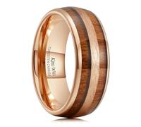 King Will Nature 8 mm Alliance pour homme avec incrustation de bois vert, carbure de tungstène noir, bombée, Taille, 64.7 (20.6), Métal non précieux, Pas de pierre précieuse