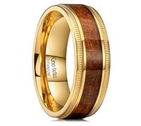 King Will Nature, 8 mm, bague en titane noir/argent avec incrustation en bois pour homme, N 1/2(54.43mm), Titane, Pas de pierre précieuse
