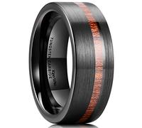 King Will Nature 8 mm Noir/Argent/Rose Gold Tungsten Ring Wood Inlay Wedding Band High Poli Finition Comfort Fit, U 1/2(63.36mm), Tungstène, Aucune pierre précieuse