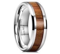 King Will Nature 8 mm Noir/Argent/Rose Gold Tungsten Ring Wood Inlay Wedding Band High Poli Finition Comfort Fit, W 1/2(65.91mm), Tungstène, Aucune pierre précieuse