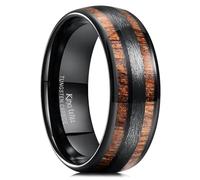King Will Nature 8mm Hommes Domed Blue/Vert/Brown/Black Maple Inlay Black Tungstène Carbone Anneau Brossé Bande de Mariage