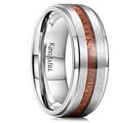 King Will Nature - Alliance de mariage en carbure de tungstène 8 mm Noir/Argent avec incrustation en bois véritable Finition mate brossée, U 1/2(63.36mm), Titane, Pas de pierre précieuse