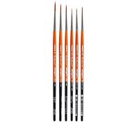 KINGART B-013 Premium Lot de 6 pinceaux pour artiste de la série Radiant 6350, Taklon synthétique pour acrylique, huile, peinture aquarelle, manche court, 6 pinceaux, tailles : 10/0, 6/0, 2/0, 1, 2, 4