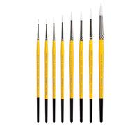 KINGART B-087 Lot de 8 pinceaux ronds en nylon blanc pour peinture sur visage, tissu, céramique, manche court, 8 tailles : 0, 1, 2, 3, 4, 5, 6, 8