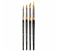KINGART B-092 Premium Lot de 4 pinceaux d'artiste Miracle Wedge Original Gold 9900, poils synthétiques dorés Taklon pour peinture acrylique, huile, aquarelle et gouache, manche court, 4 tailles : 6, 8