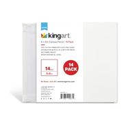 KINGART Lot de 14 panneaux rectangulaires blancs de 15,2 x 15,2 cm, apprêté Gesso - 100 % coton, fournitures d'art pour peinture à l'huile et acrylique (821-14)