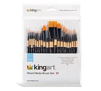 KINGART Lot de 21 pinceaux Noir