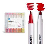 KINGART Lot de 36 marqueurs à double pointe Chisel & Fine, étui de voyage/rangement, assortiment de 36 pièces (408-36)