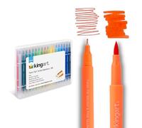 KINGART Lot de 36 marqueurs pinceaux à double pointe fine et pointe pinceau, pour dessin, lettrage, calligraphie, journal, bible, artisanat, lot de 36 couleurs vives dans un étui de rangement de