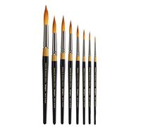 KINGART Original Gold 9020 Ultra Round Series Premium Golden Taklon Lot de 8 pinceaux pour artistes multimédias Tailles : 2, 4, 6, 8, 10, 12, 14, 16