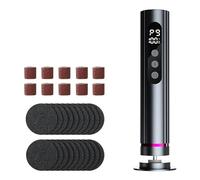Kingbar 2-in-1 Rapeuse Pieds Pedicure Electrique, 9 Vitesses Réglables, 20 Tampons De Remplacement Et 10 Anneau De Gommage Ongles, Gray