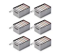 Kingbar Organiseur pour Tiroirs, Rangement Vetement pour Pantalons, T-Shirt, sous-vêtement, Pliable- avec 6/7/9 Compartiment, Rangement Tiroir, 6 Grids, 6PCS