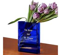 Kingbar Vase de Livre en Acrylique - Design Décoratif Transparent, Joli Décor D'étagère pour Floral Et Décoration D'intérieur, Bleu