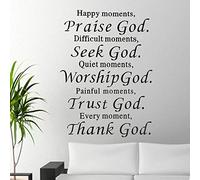 KingbeefLIU Adhésif Amovible Louange Chercher Dieu Merci Wall Sticker Decal Salon Décor Belle Et Simple Stickers Muraux