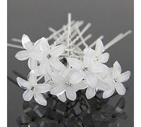 KingbeefLIU Épingle à Cheveux 20 Pièces Femmes Mariage Bijoux De Mariée en Forme De U Fleur Blanche épingles à Cheveux Clips