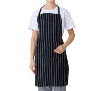 KingbeefLIU Tablier Rayé Avec Poche Unisexe Tablier De Cuisine Long à Carreaux Pour Tablier De Restauration Bande noire