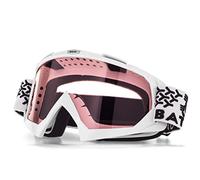 KINGBIKE Lunettes de motocross - Lunettes de motocross - Lunettes de motocross - Pour homme et femme - Protection UV400 (blanc/rose)