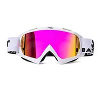 KINGBIKE Lunettes de motocross, lunettes de VTT, dirt bike, quad, cross, sécurité ATV Tactical Riding Lunettes de moto pour hommes, femmes, jeunes, ajustement sur lunettes UV400 (A-blanc/violet-revo)