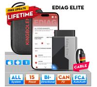 KINGBOLEN Ediag Elite Outil de diagnostic automobile gratuit à vie, tous systèmes, 15 fonctions de réinitialisation, test bidirectionnel, scanner automobile, outil OBD2, protocole CANFD FCA Ediag Elit