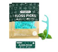 Kingbzis Lot de 200 cure-dents aromatisés à la menthe | Fil solide et lisse pour les espaces étroits | Livré avec un étui de voyage portable | Flossers pour adultes