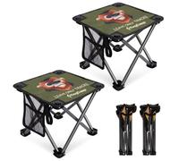 KingCamp 2 Tabourets de Camping Pliables avec Imprimé Singe Doré Max180kg | Ultraléger avec Poche Latérale Tissu Oxford Durable Mini Siège Pliant pour Pêche Plein Air Randonnée Jardinage et Événements